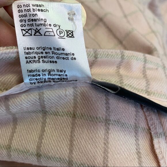 Akris flamingo pink wool plaid check Farrah trouser pants size 6 - Picture 8 of 13